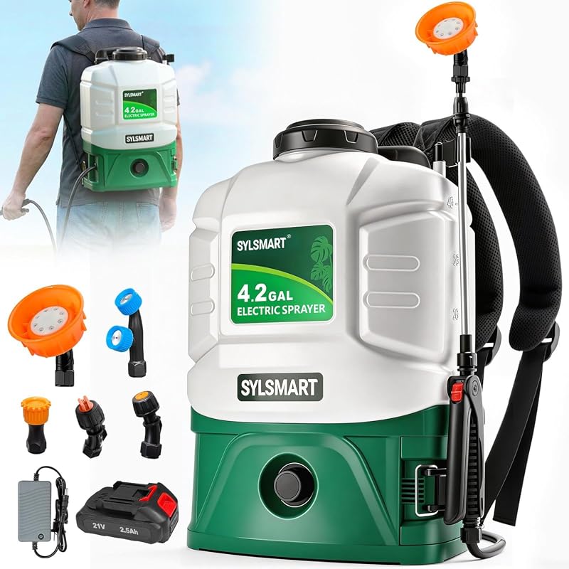 Battery Sprayer 4 Gallon, 0-100 PSI, Makita Compatible, 5 Nozzles Weed