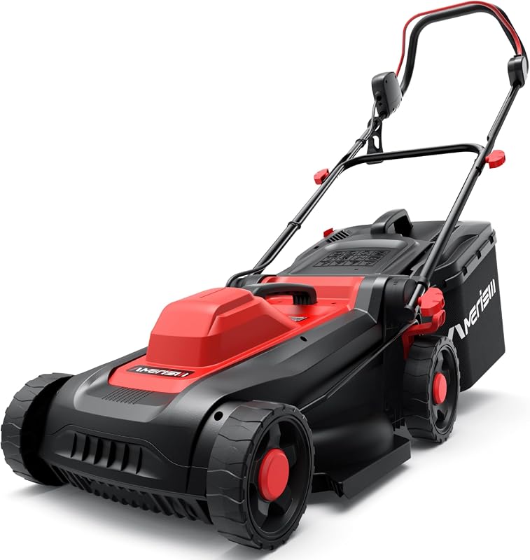 AMERISUN 14-Inch Lawn Mower 12.5A 3400RPM, 6-Position Height Adjust, 1