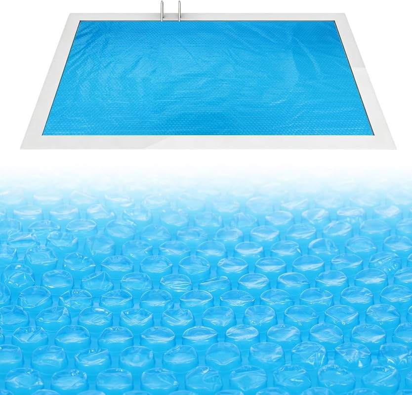 Solar 9.8x6.5 ft Rectangle Pool Cover – Blue Bubble Insulation for Heating, Heat Retention, Debris Protection