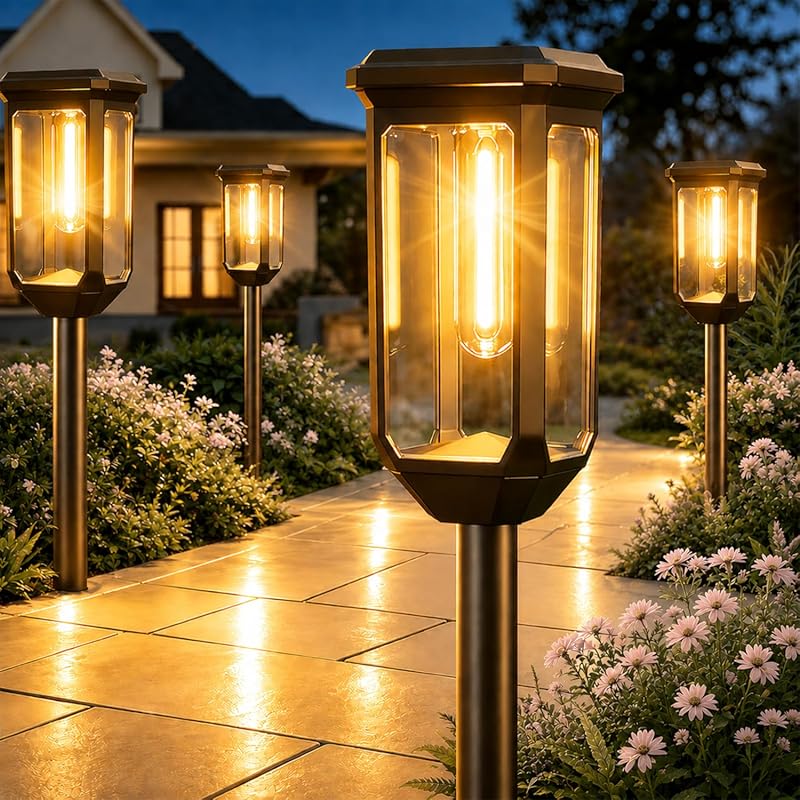 Tenmiro Solar Pathway Lights 8‑Pack LED Waterproof IP65, Auto On/Off f