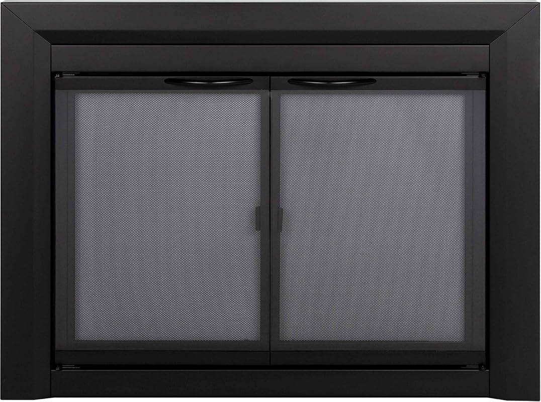 Pleasant Hearth Carlisle Small Fireplace Glass Door, Matte Black Finis