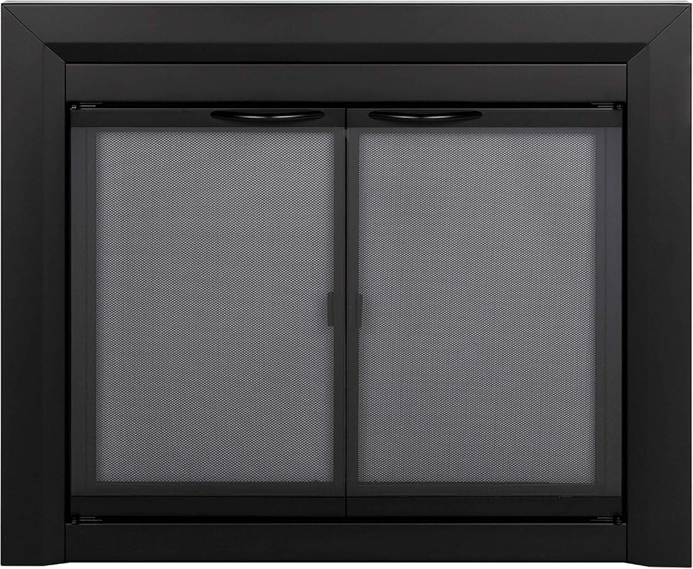 Pleasant Hearth Carlisle Medium Fireplace Glass Door, Matte Black Fini