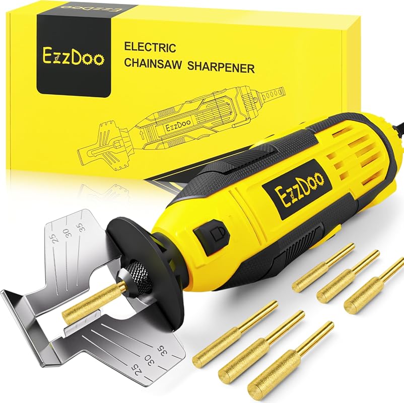Electric Chainsaw Sharpener Kit with 6 Titanium-Coated Diamond Bits fo