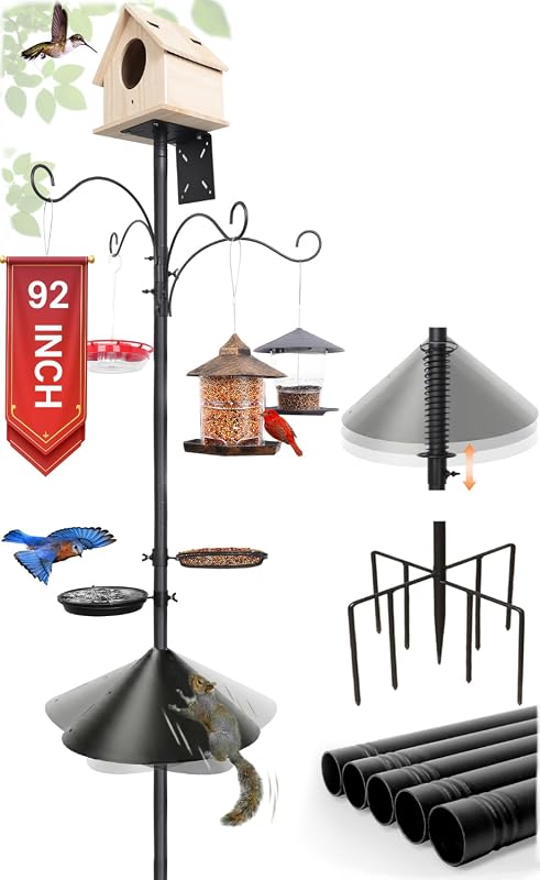 92-Inch Heavy-Duty Squirrel Proof Bird Feeder Pole