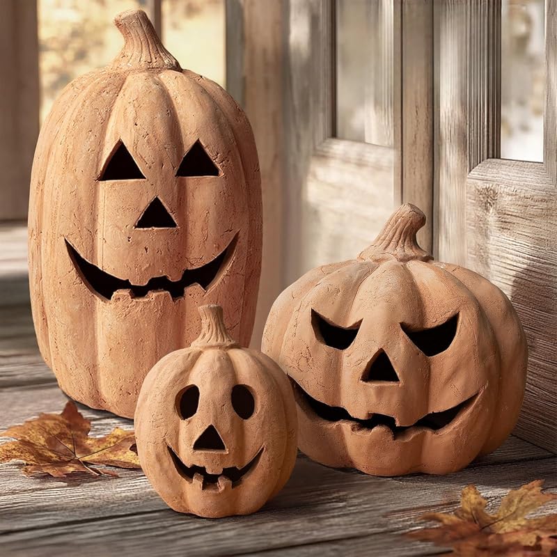Handmade Terracotta Pumpkin Lantern