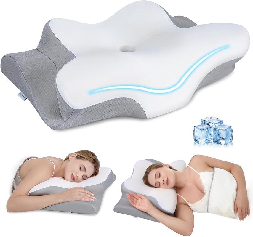 Ergonomic Cervical Memory Foam Pillow for Neck and Shoulder Pain Relie