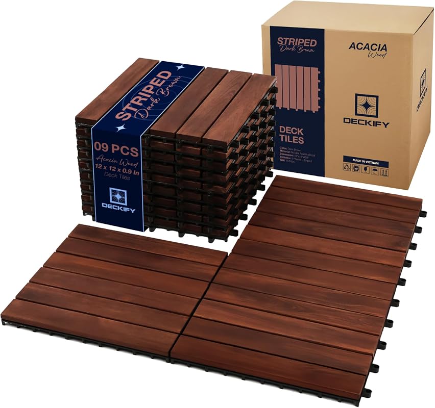 Acacia Wood Interlocking Deck Tiles