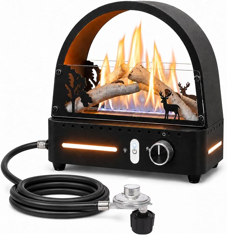 Utheer Tabletop Propane Fire Pit 10,000 BTU Gas Fireplace with Realist