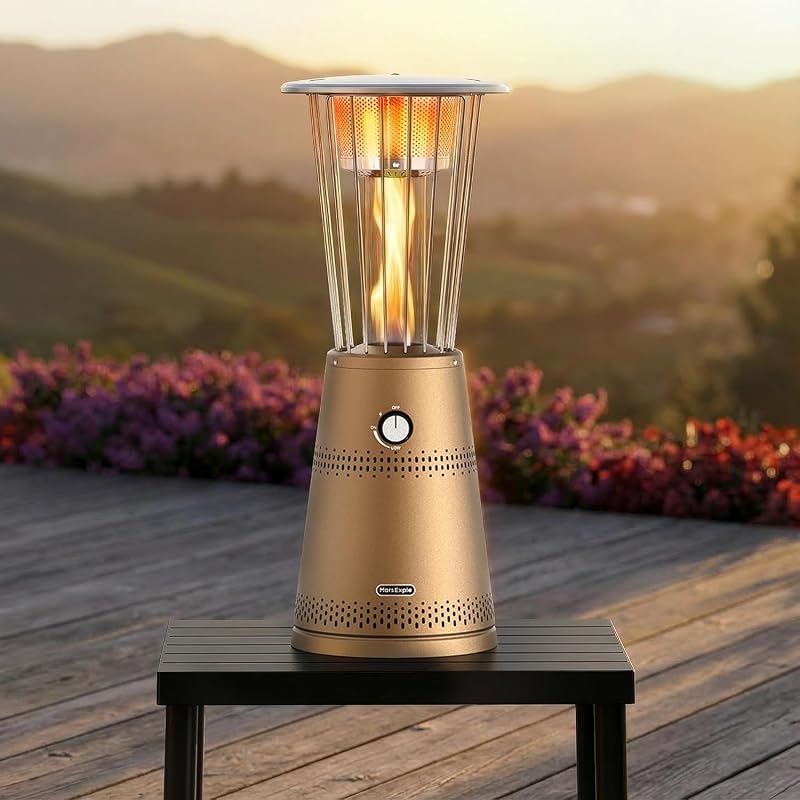 Portable 11,000 BTU Propane Tabletop Patio Heater with Quartz Glass Tu