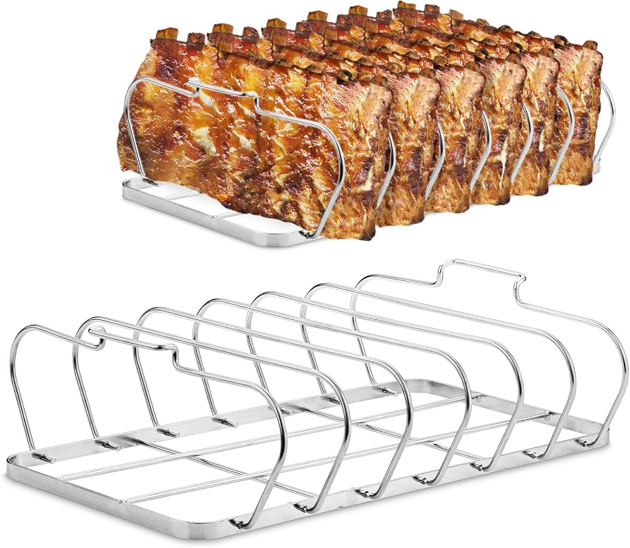 Large 6-Slot Stainless Rib Rack