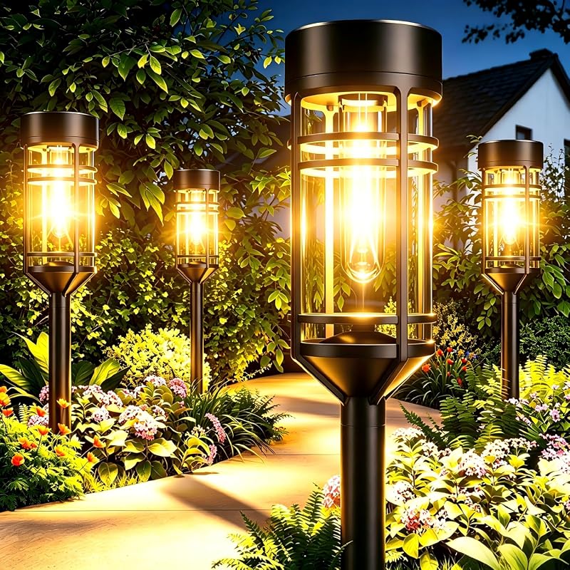Amzarp 8-Pack Bright LED Solar Pathway Lights