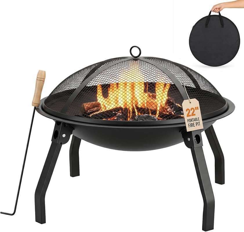 22-Inch Portable Wood Burning Outdoor Fire Pit